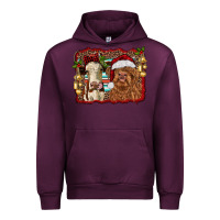 Mauve Wine christmas heifer and highland cow with serape background Urban Hoodie - RanaPortraitStore