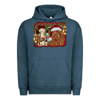 Pigment Midnight Navy christmas heifer and highland cow with serape background Urban Hoodie - RanaPortraitStore