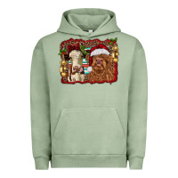 Pigment Oil Green christmas heifer and highland cow with serape background Urban Hoodie - RanaPortraitStore