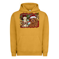Pigment Peanut Butter christmas heifer and highland cow with serape background Urban Hoodie - RanaPortraitStore