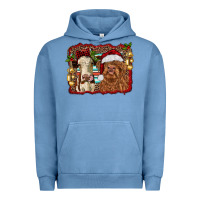 Pigment Pebble Blue christmas heifer and highland cow with serape background Urban Hoodie - RanaPortraitStore