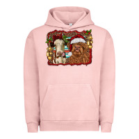 Pigment Salmon christmas heifer and highland cow with serape background Urban Hoodie - RanaPortraitStore