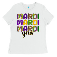 White mardi mardi mardi gras Ladies Tee - OliviaCreatesArt