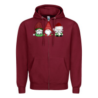 Burgundy christmas gnomes Zipper Hoodie - AdoDesignShop
