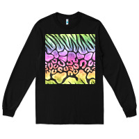 Black neon rainbow safari seamless pattern Long Sleeve Tee - BundleAndBundleShop