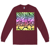 Burgundy neon rainbow safari seamless pattern Long Sleeve Tee - BundleAndBundleShop