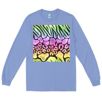 Colony Blue neon rainbow safari seamless pattern Long Sleeve Tee - BundleAndBundleShop