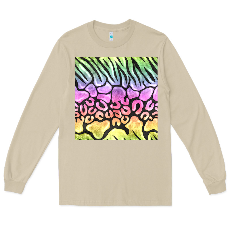 Neon Rainbow Safari Seamless Pattern Long Sleeve Tee by BundleAndBundleShop | Teevron