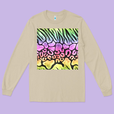 Neon Rainbow Safari Seamless Pattern Long Sleeve Tee Designed By Bundleandbundleshop