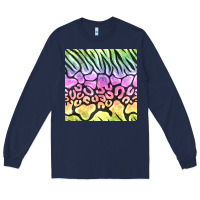 Navy neon rainbow safari seamless pattern Long Sleeve Tee - BundleAndBundleShop