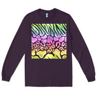 Plum neon rainbow safari seamless pattern Long Sleeve Tee - BundleAndBundleShop