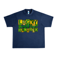 Navy Lucky and blessed St. Patricks Day Urban Heavy Tee - FaDigitalArtStudio