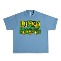 Pebble Blue Lucky and blessed St. Patricks Day Urban Heavy Tee - FaDigitalArtStudio