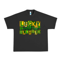 Pigment Black Lucky and blessed St. Patricks Day Urban Heavy Tee - FaDigitalArtStudio
