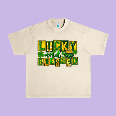 Lucky And Blessed St. Patricks Day Urban Heavy Tee Designed By Fadigitalartstudio