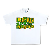 White Lucky and blessed St. Patricks Day Urban Heavy Tee - FaDigitalArtStudio