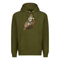 Army Green Flying Common Buckeye Butterfly Premium Hoodie - LillyAllenDesigns