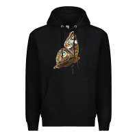 Black Flying Common Buckeye Butterfly Premium Hoodie - LillyAllenDesigns