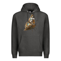 Charcoal Heather Flying Common Buckeye Butterfly Premium Hoodie - LillyAllenDesigns