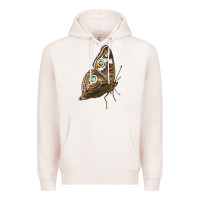 Pale Pink Flying Common Buckeye Butterfly Premium Hoodie - LillyAllenDesigns
