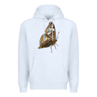 White Flying Common Buckeye Butterfly Premium Hoodie - LillyAllenDesigns