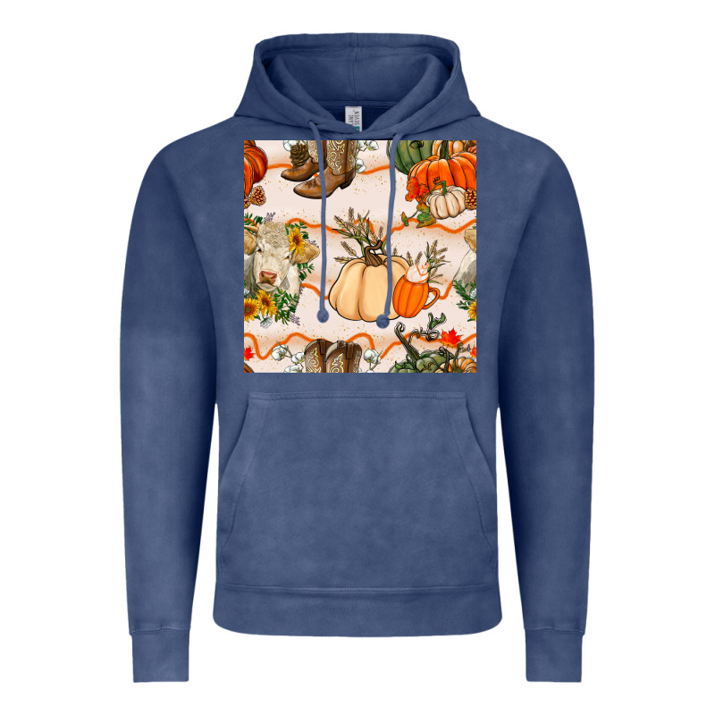 Fall Heifer Seamless Pattern Vintage Hoodie by BundleAndBundleShop | Teevron