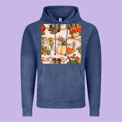 Fall Heifer Seamless Pattern Vintage Hoodie Designed By Bundleandbundleshop
