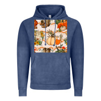 Vintage Denim fall heifer seamless pattern Vintage Hoodie - BundleAndBundleShop