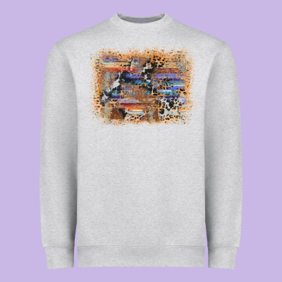 Aztec Leopard Cowhide Wood Western Background Heavyweight Sweatshirt Designed By Adodesignshop