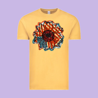 American Flag Sunflower 4th Of July Vintage Tee Designed By Fadigitalartstudio