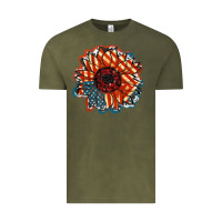 Vintage Olive American Flag sunflower 4th of july Vintage Tee - FaDigitalArtStudio