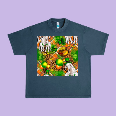 St. Patrick's Goat Family With Balloons Seamless Urban Heavy Tee Designed By Fadigitalartstudio
