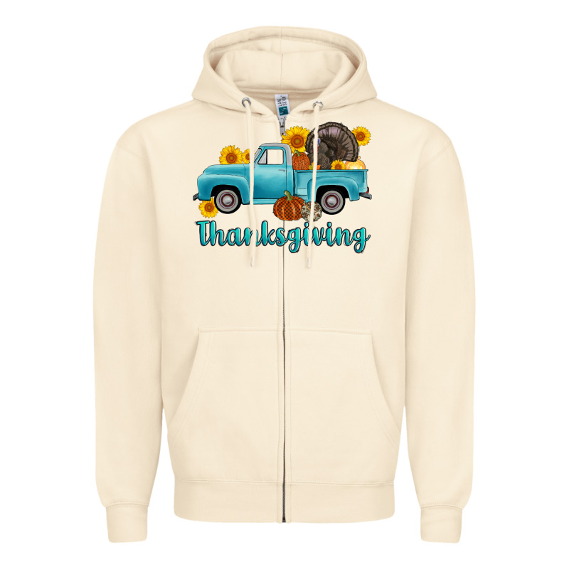 Thanksgiving Truck Turkey Zipper Hoodie by AdoDesignShop | Teevron