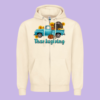Thanksgiving Truck Turkey Zipper Hoodie Designed By Adodesignshop