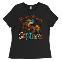 Black the world needs more cowboys Ladies Tee - OliviaCreatesArt