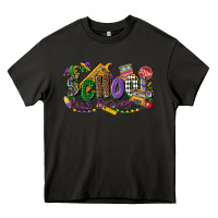Asphalt school bus driver mardi gras Heavy Core Tee - CowGirlArtShop