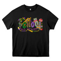 Black school bus driver mardi gras Heavy Core Tee - CowGirlArtShop