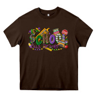 Chocolate Brown school bus driver mardi gras Heavy Core Tee - CowGirlArtShop