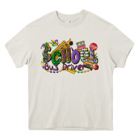 Cream school bus driver mardi gras Heavy Core Tee - CowGirlArtShop