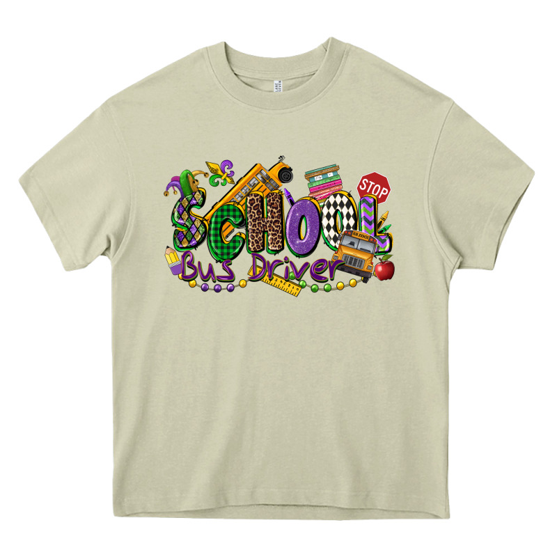 School Bus Driver Mardi Gras Heavy Core Tee by CowGirlArtShop | Teevron