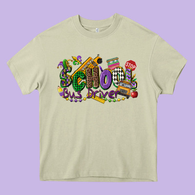 School Bus Driver Mardi Gras Heavy Core Tee Designed By Cowgirlartshop