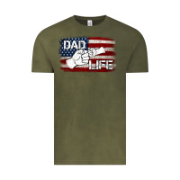 Vintage Olive Dad Life with American Flag Vintage Tee - Jasminsmagicworld