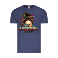 Vintage Denim american babe messy bun Vintage Tee - FaDigitalArtStudio