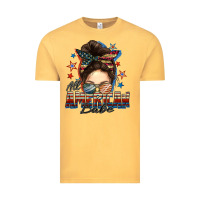 Vintage Mustard american babe messy bun Vintage Tee - FaDigitalArtStudio