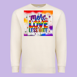 More Love Less Hate Tumbler Premium Sweatshirt Designed By Jahusdesignshop