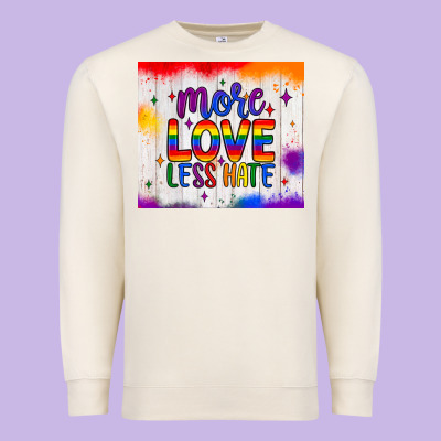 More Love Less Hate Tumbler Premium Sweatshirt Designed By Jahusdesignshop