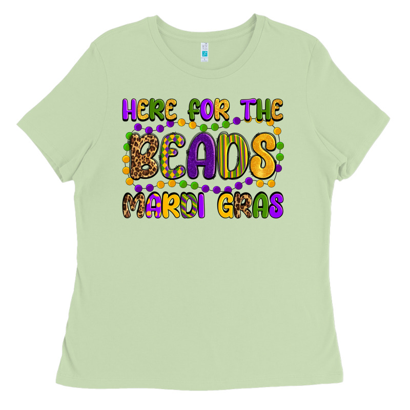 Here For The Beads Mardi Gras Ladies Tee by OliviaCreatesArt | Teevron