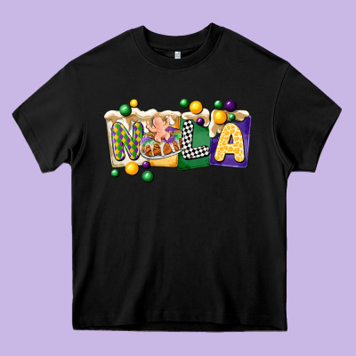 Nola Cake Mardi Gras Heavy Core Tee Designed By Cowgirlartshop