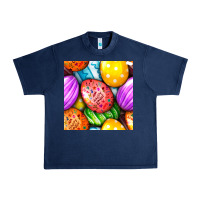 Navy Happy Easter Eggs Seamless Pattern Urban Heavy Tee - BundleAndBundleShop