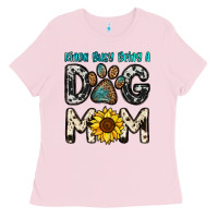 Bubblegum Pink kinda busy being a dog mom Ladies Tee - OliviaCreatesArt